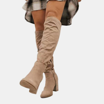 Bottes cuissardes à talon carré pour femmes