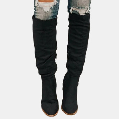 Bottes cuissardes à talon carré pour femmes