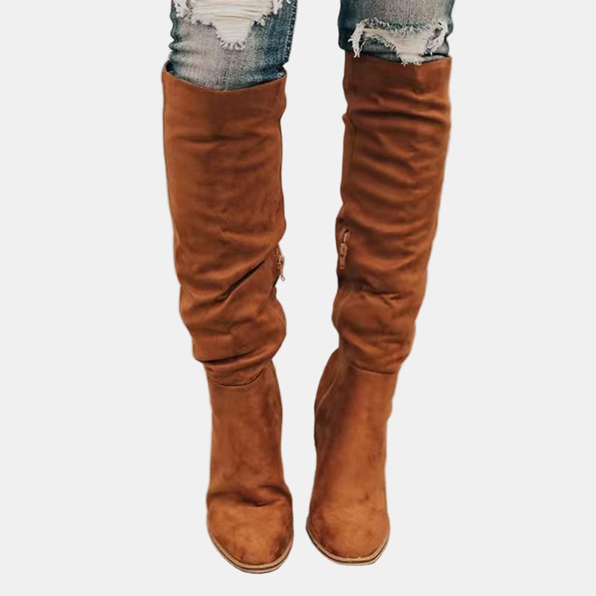 Bottes cuissardes à talon carré pour femmes