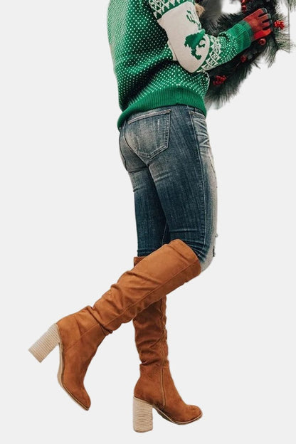 Bottes cuissardes à talon carré pour femmes