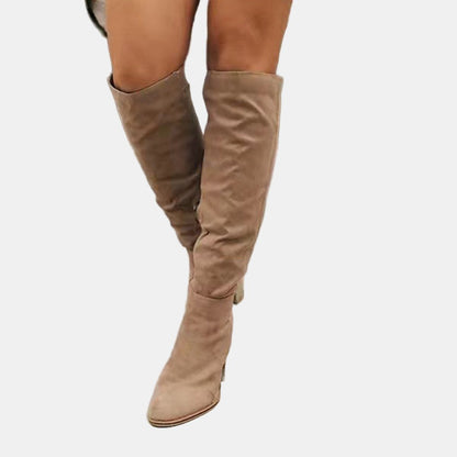 Bottes cuissardes à talon carré pour femmes