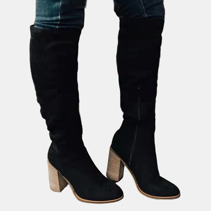Bottes cuissardes à talon carré pour femmes