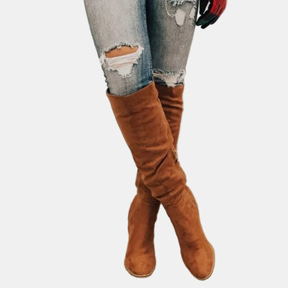 Bottes cuissardes à talon carré pour femmes