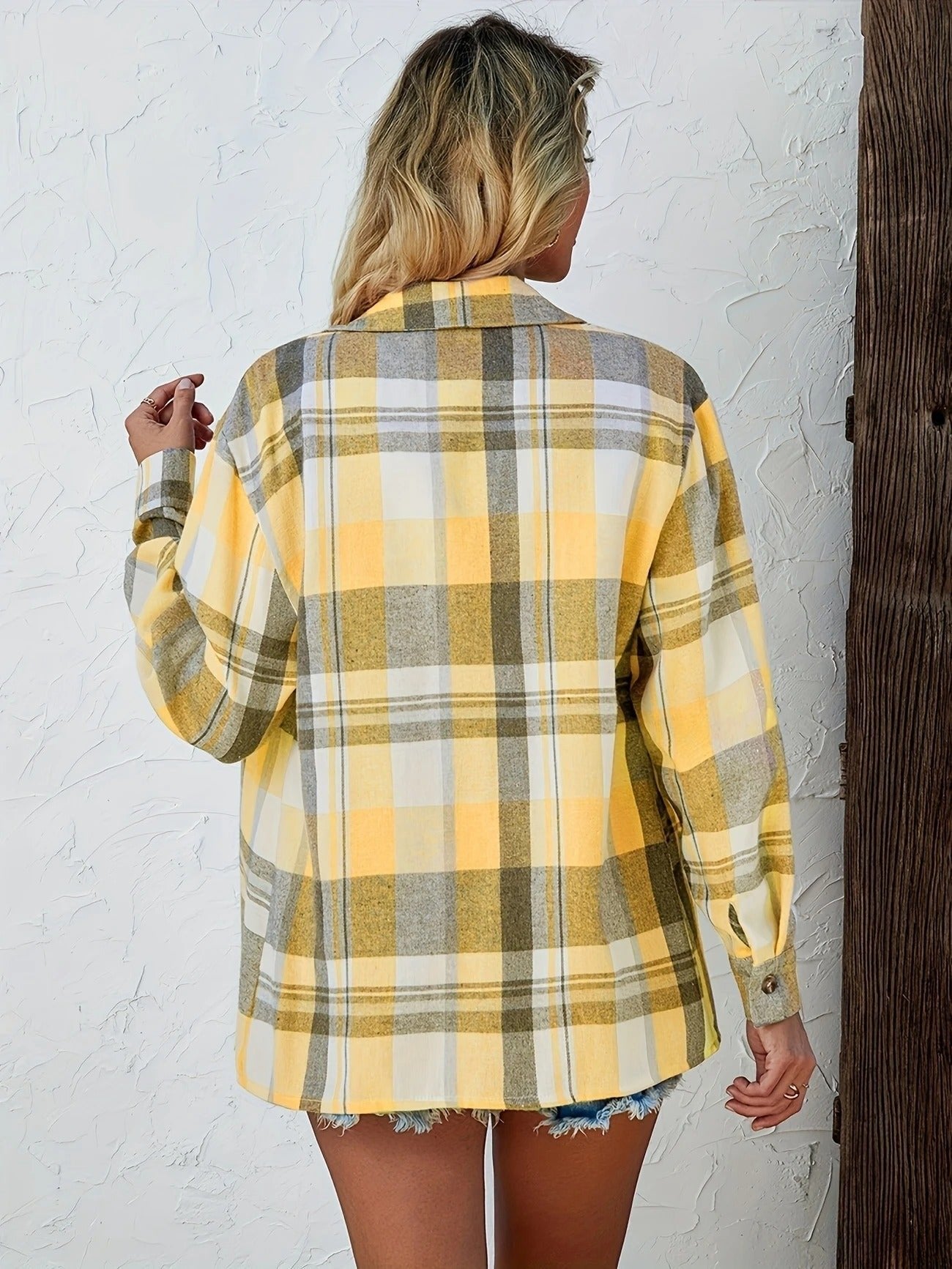 Chemise à carreaux manches longues coupe ample pour femme | Idéale pour l'automne