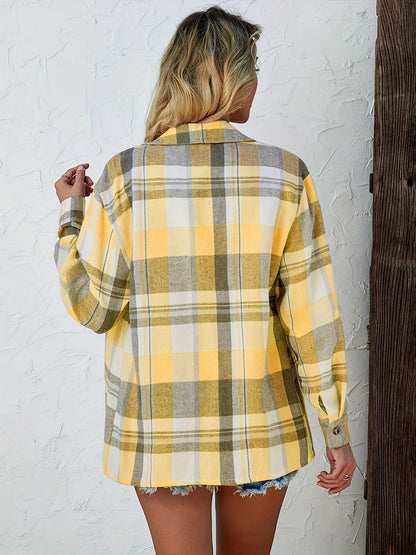 Chemise à carreaux manches longues coupe ample pour femme | Idéale pour l'automne