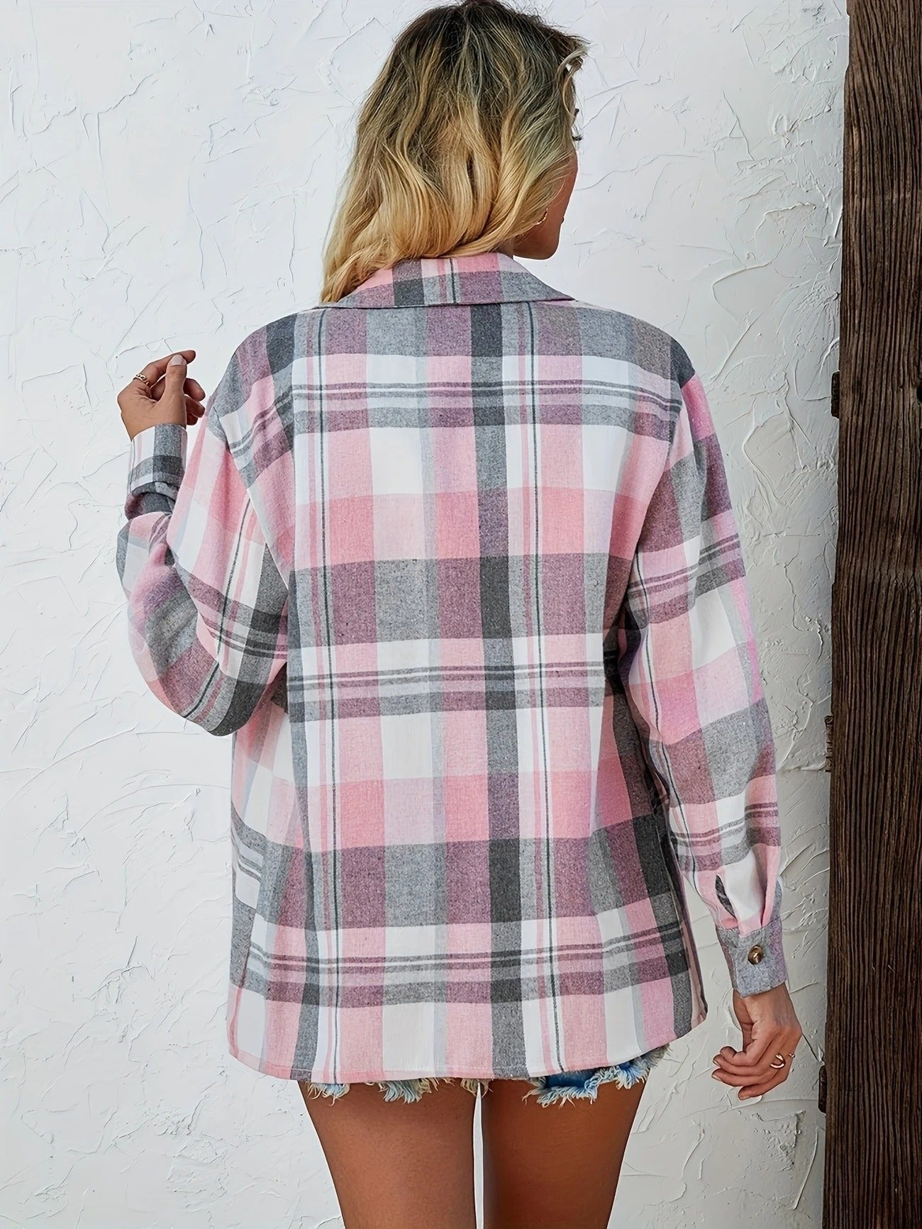 Chemise à carreaux manches longues coupe ample pour femme | Idéale pour l'automne