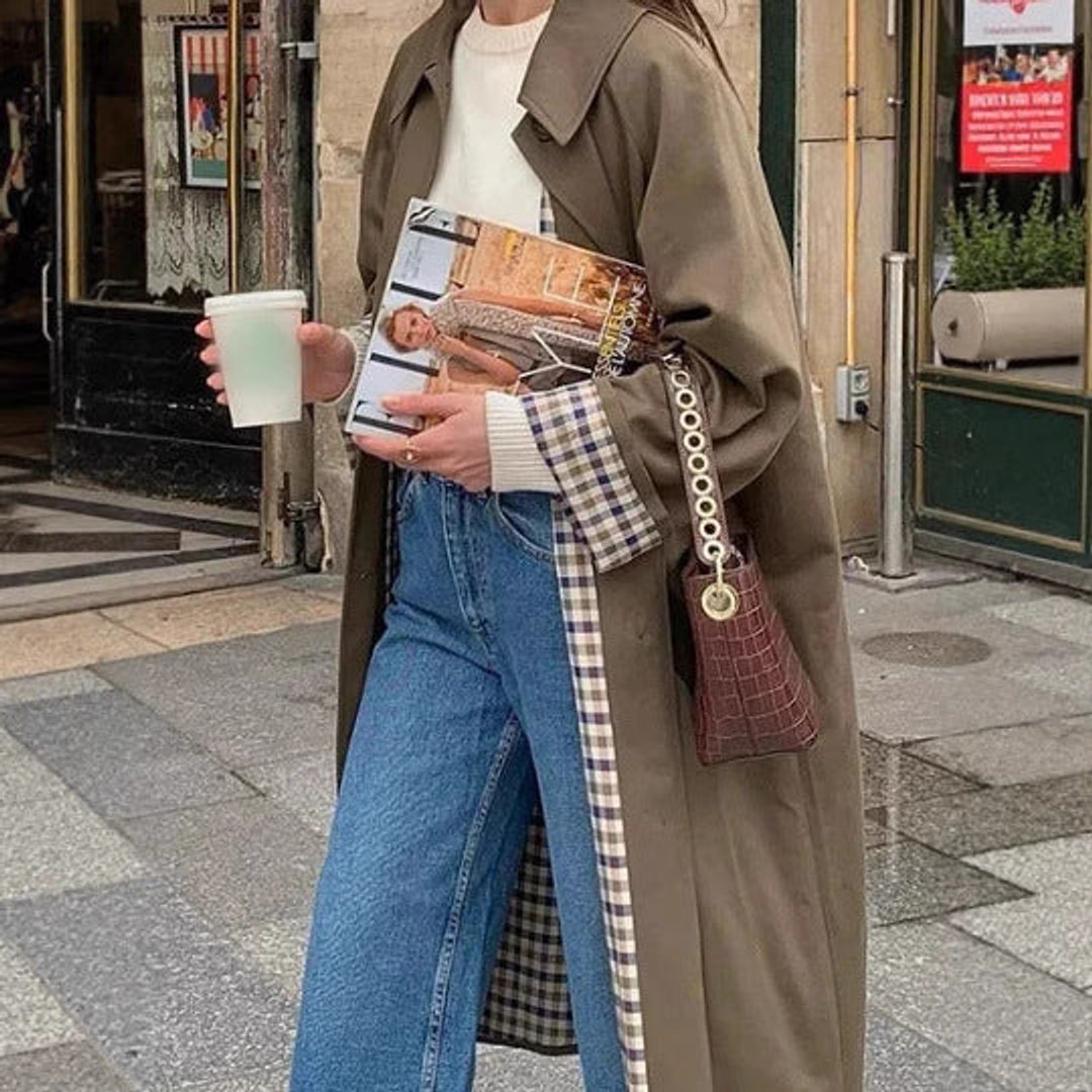 Trench-coat Long À Doublure À Carreaux Pour Femme | Idéal Pour La Mi-saison