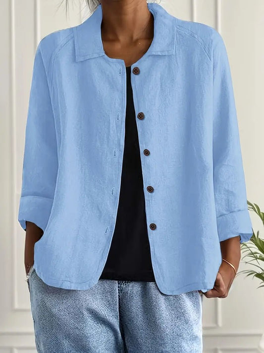 Veste chemise à col rabattu et manches longues pour femmes