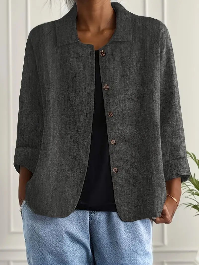 Veste Chemise Femme À Col Rabattu Et Manches Longues | Ideal for Mi-saison