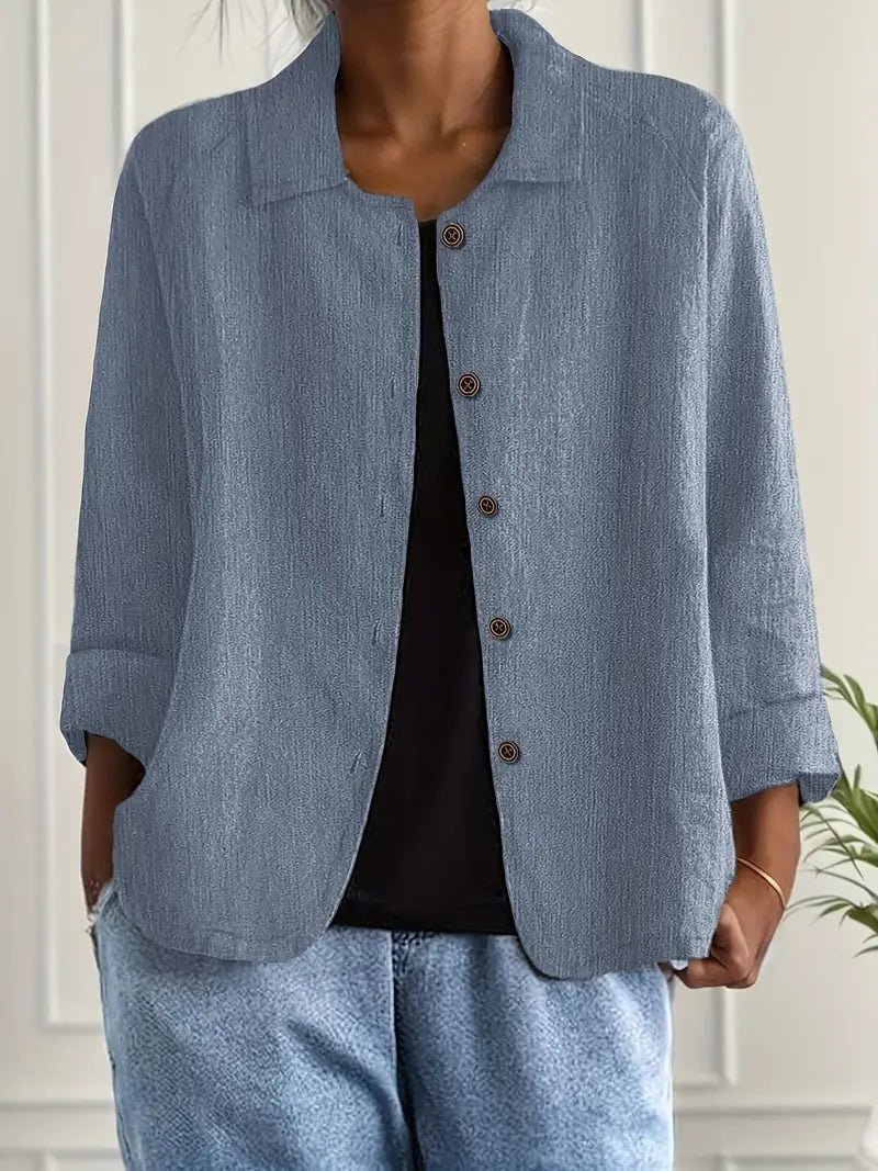 Veste Chemise Femme À Col Rabattu Et Manches Longues | Ideal for Mi-saison