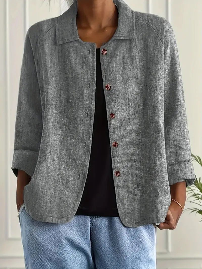 Veste Chemise Femme À Col Rabattu Et Manches Longues | Ideal for Mi-saison