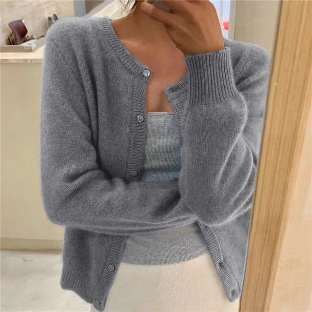 Cardigan Boutonné À Col Rond Pour Femme | Idéal Pour La Mi-saison