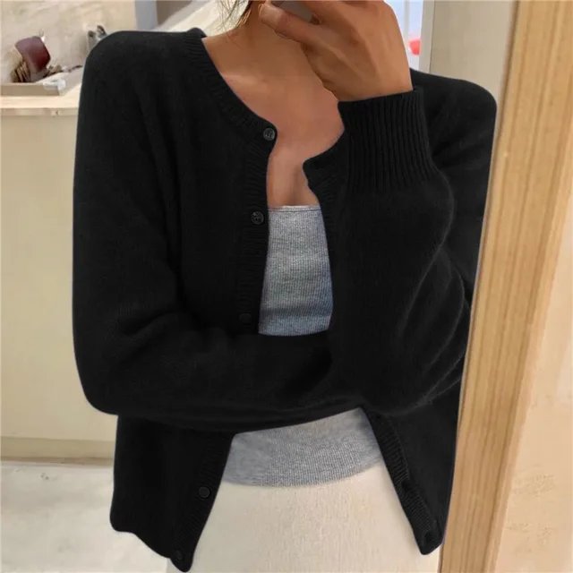 Cardigan Boutonné À Col Rond Pour Femme | Idéal Pour La Mi-saison
