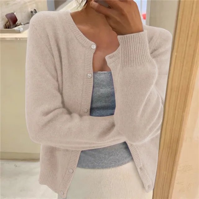 Cardigan Boutonné À Col Rond Pour Femme | Idéal Pour La Mi-saison