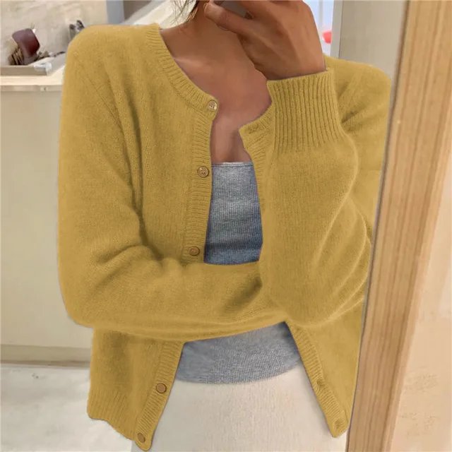 Cardigan Boutonné À Col Rond Pour Femme | Idéal Pour La Mi-saison