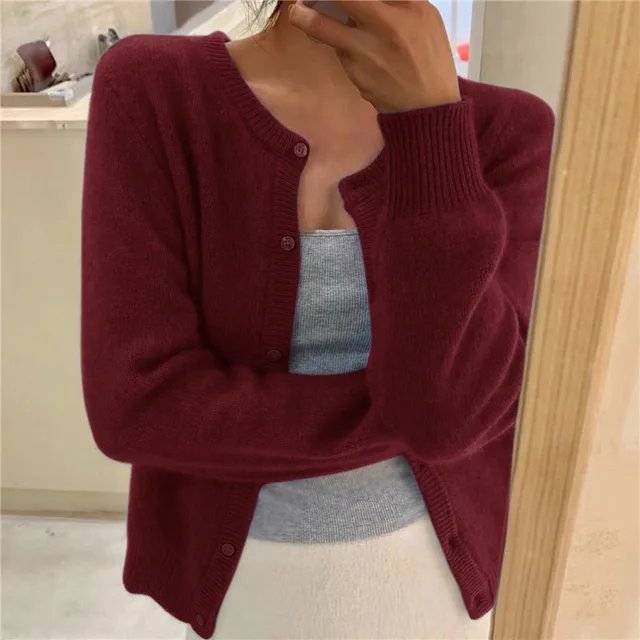 Cardigan Boutonné À Col Rond Pour Femme | Idéal Pour La Mi-saison