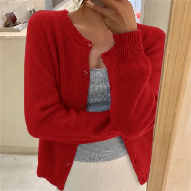Cardigan Boutonné À Col Rond Pour Femme | Idéal Pour La Mi-saison