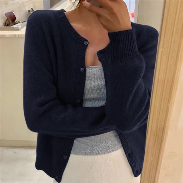 Cardigan Boutonné À Col Rond Pour Femme | Idéal Pour La Mi-saison