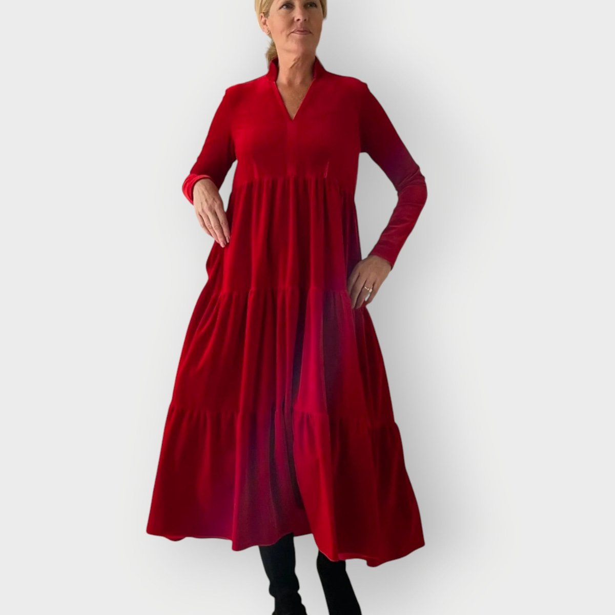 Robe Maxi À Col Montant Avec Encolure en V Pour Femme | Idéale Pour Les Occasions Habillées