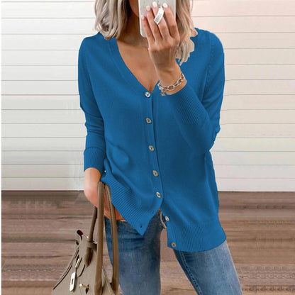Cardigan À Col V Boutonné À Manches Longues Pour Femme | Ideal for Printemps Et Automne