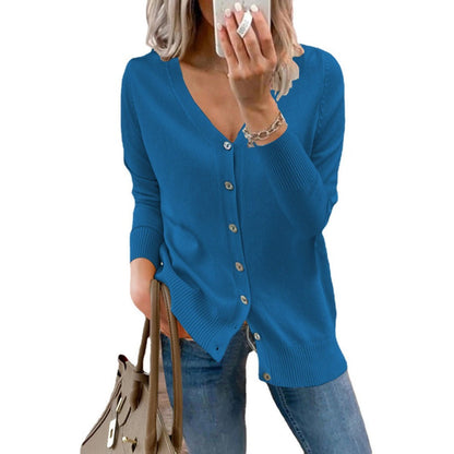 Cardigan À Col V Boutonné À Manches Longues Pour Femme | Ideal for Printemps Et Automne