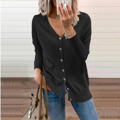 Cardigan À Col V Boutonné À Manches Longues Pour Femme | Ideal for Printemps Et Automne