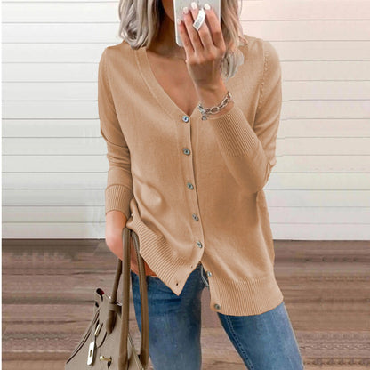 Cardigan À Col V Boutonné À Manches Longues Pour Femme | Ideal for Printemps Et Automne