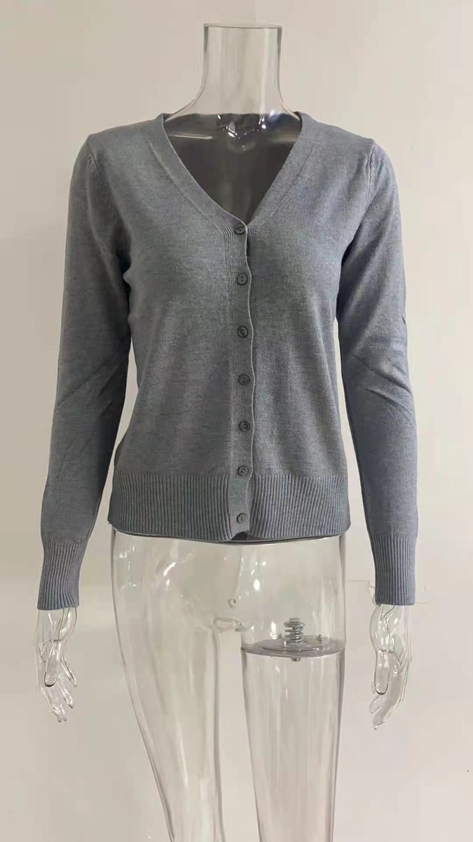 Cardigan À Col V Boutonné À Manches Longues Pour Femme | Ideal for Printemps Et Automne