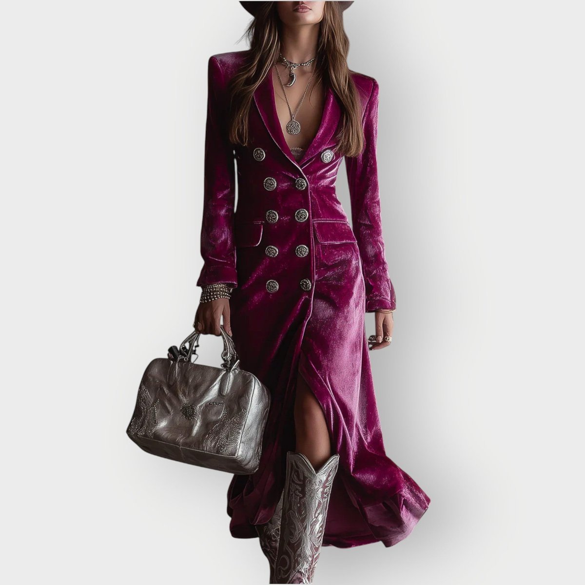 Robe Blazer Femme Avec Double Boutonnage Et Fente Frontale | Idéale Pour Les Soirées Et Les Occasions Formelles