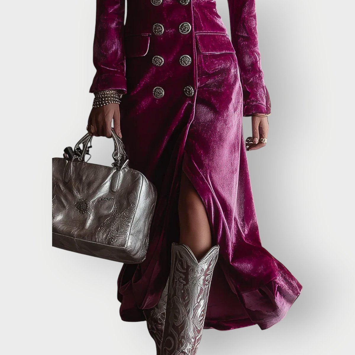Robe Blazer Femme Avec Double Boutonnage Et Fente Frontale | Idéale Pour Les Soirées Et Les Occasions Formelles