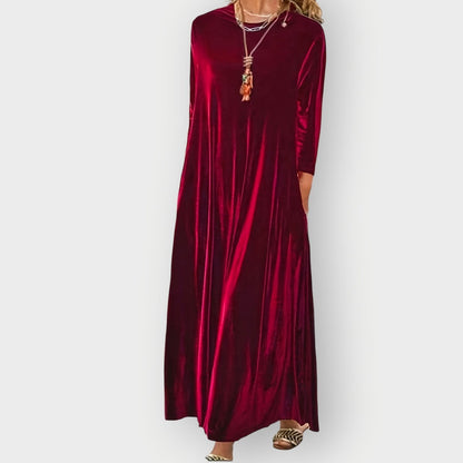 Robe Maxi À Col Rond Avec Manches Trois Quarts Pour Femme | Idéale Pour Les Occasions Habillées