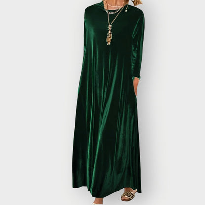 Robe Maxi À Col Rond Avec Manches Trois Quarts Pour Femme | Idéale Pour Les Occasions Habillées