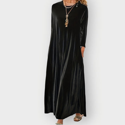 Robe Maxi À Col Rond Avec Manches Trois Quarts Pour Femme | Idéale Pour Les Occasions Habillées