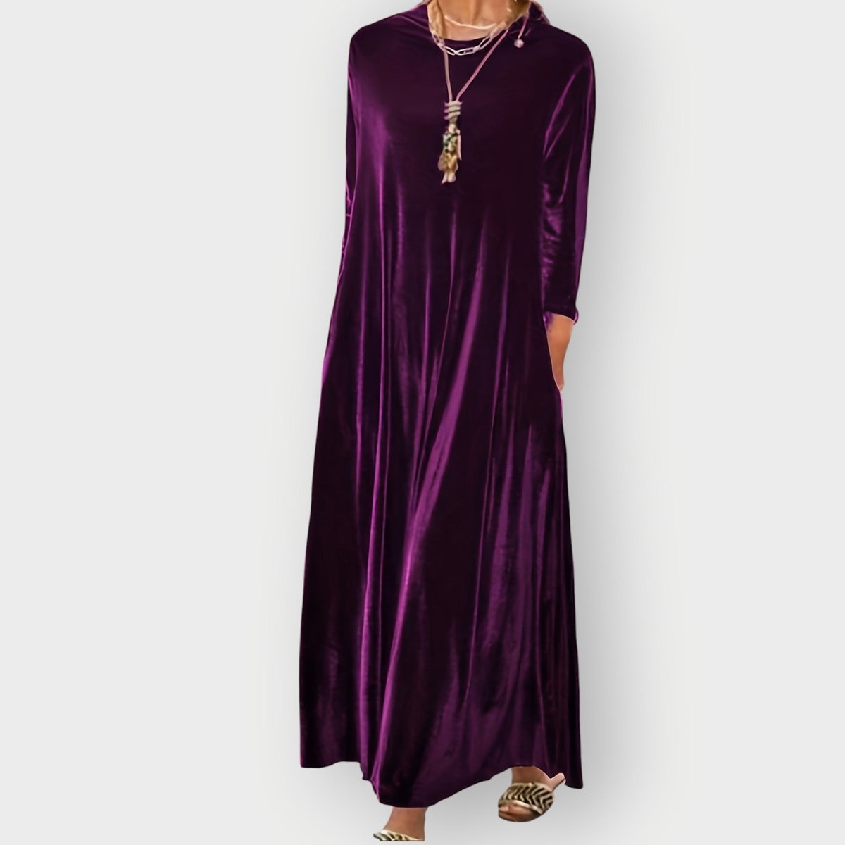 Robe Maxi À Col Rond Avec Manches Trois Quarts Pour Femme | Idéale Pour Les Occasions Habillées
