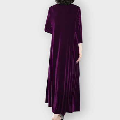 Robe Maxi À Col Rond Avec Manches Trois Quarts Pour Femme | Idéale Pour Les Occasions Habillées
