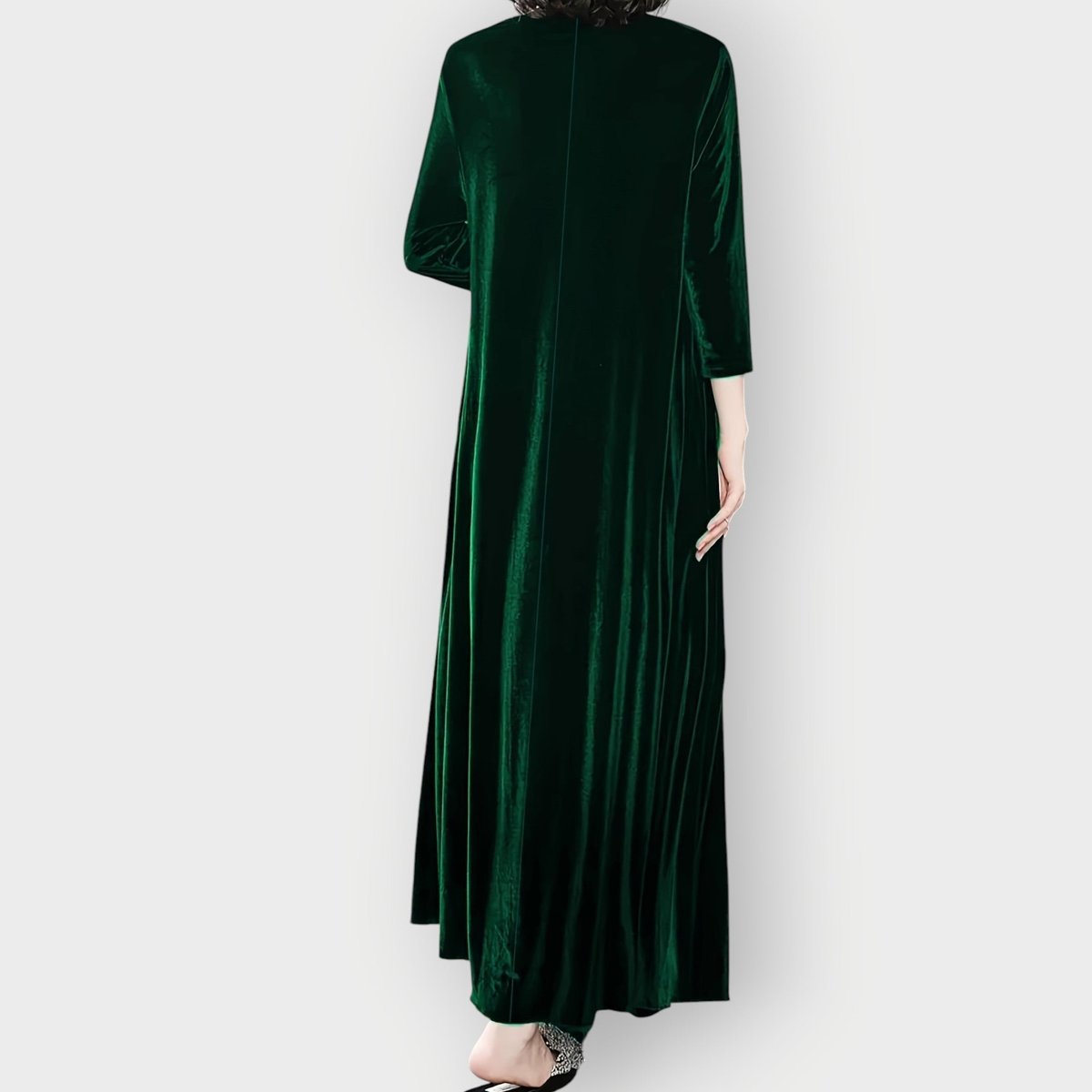 Robe Maxi À Col Rond Avec Manches Trois Quarts Pour Femme | Idéale Pour Les Occasions Habillées