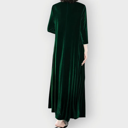 Robe Maxi À Col Rond Avec Manches Trois Quarts Pour Femme | Idéale Pour Les Occasions Habillées