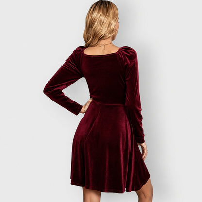 Robe Patineuse Femme Avec Col en V Croisé Et Manches Longues | Idéale Pour Les Soirées Et Les Occasions Festives