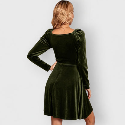 Robe Patineuse Femme Avec Col en V Croisé Et Manches Longues | Idéale Pour Les Soirées Et Les Occasions Festives