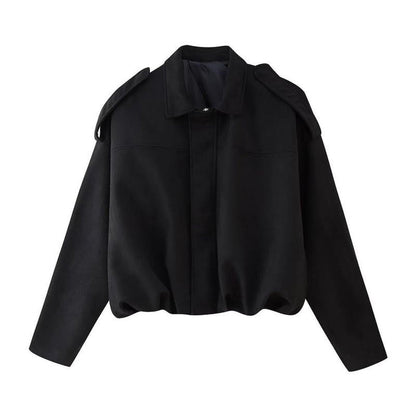 Veste bomber à col chemise et fermeture éclair pour femmes | Idéale pour l'automne et les sorties en ville