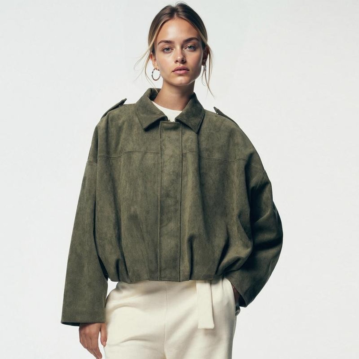 Veste bomber à col chemise et fermeture éclair pour femmes | Idéale pour l'automne et les sorties en ville