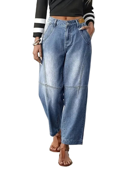 Pantalon large à coutures visibles pour femmes