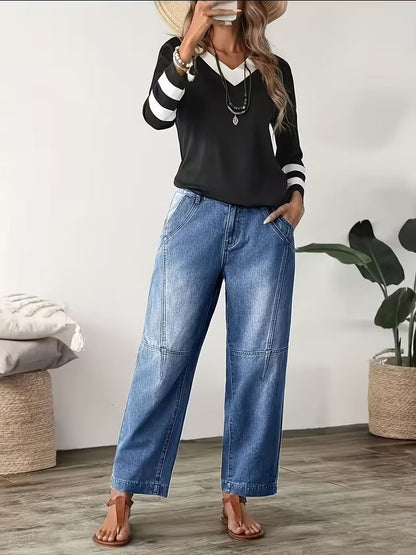 Pantalon large à coutures visibles pour femmes