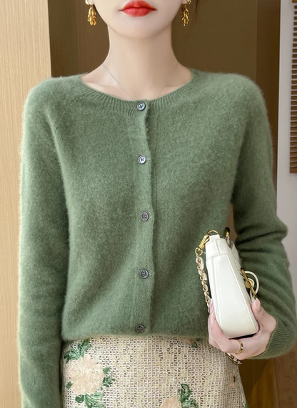 Cardigan à col rond avec fermeture boutonnée pour femme | Idéal pour l'automne