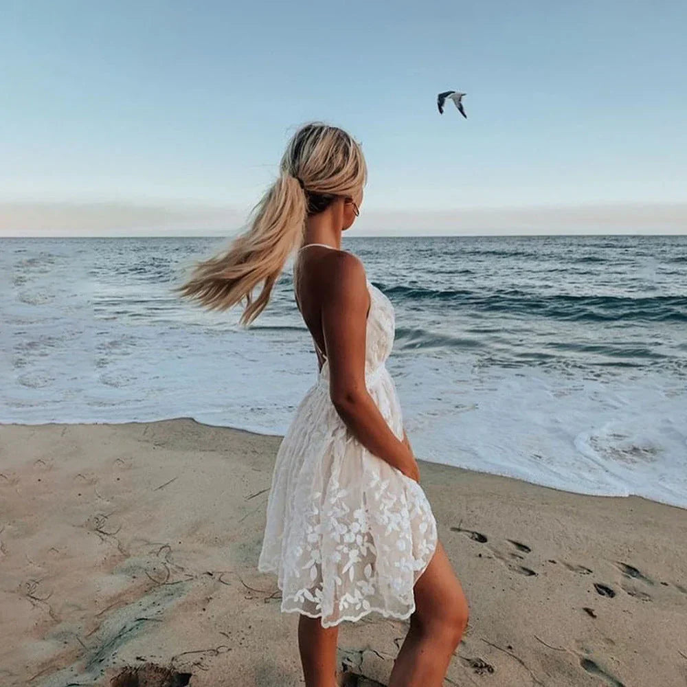 Robe À Bretelles Avec Broderie Florale Pour Femme | Idéale Pour Les Vacances Et Les Sorties D’Été