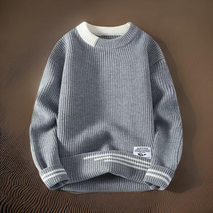 Pull en Maille avec Col Rond et Poignets Côtelés pour Homme | Tenue Décontractée Quotidienne