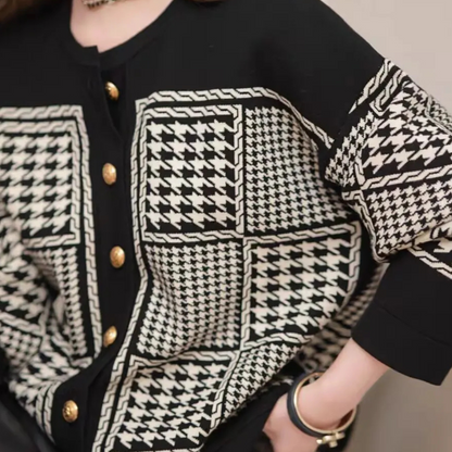 Gilet En Maille À Motif À Carreaux Avec Fermeture À Boutons Pour Femme | Idéal Pour La Superposition
