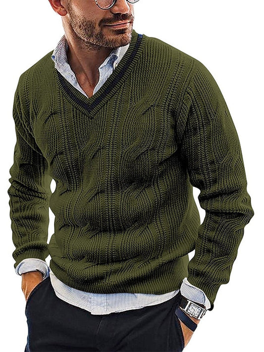 Pull à Manches Longues avec Col Classique pour Homme | Idéal pour Bureau et Hiver
